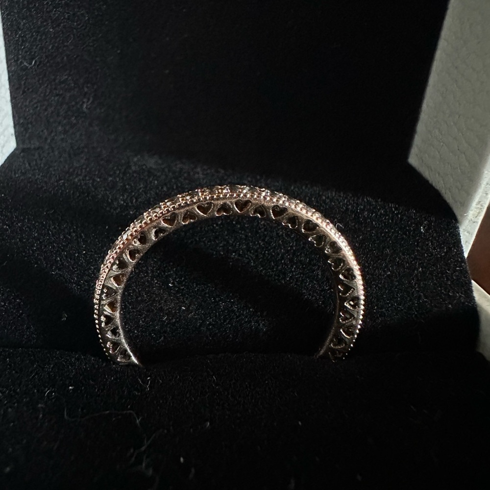 Pandora Rose Gold Infinity Heart Ring – Pink CZ Size 7